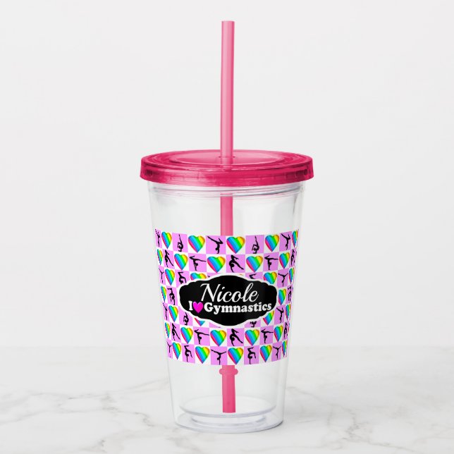 AWESOME I LOVE GYMNASTICS DESIGN ACRYLIC TUMBLER (Front)