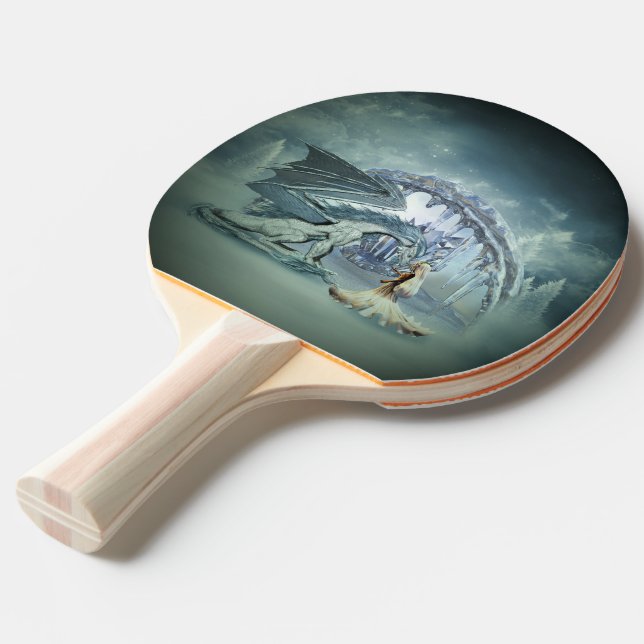 Awesome ice dragon ping pong paddle (Front Angle)