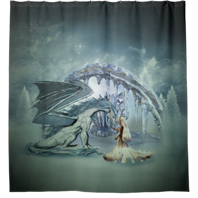 Awesome ice dragon shower curtain (Front)
