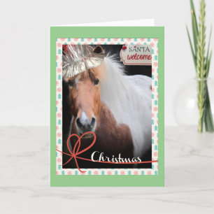 Awesome Icelandic Pony Santa greeting card