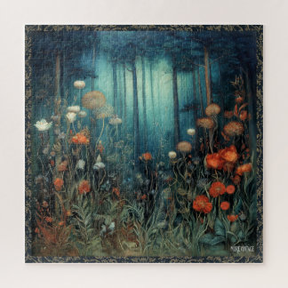 AWESOME ILLUSTRATION FLOWERS AND WOODLANDS JIGSAW PUZZLE