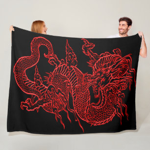 Awesome Japanese Dragon Plush Fleece Blanket