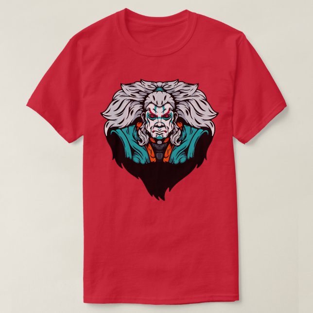 Awesome Japanese Kabuki Warrior T-Shirt (Design Front)