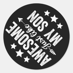 Awesome Just Like My Son Funny Fathers Day Dad Mom Classic Round Sticker