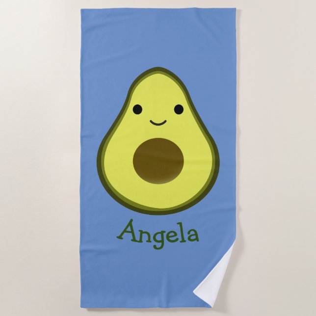 Awesome Kawaii Avocado Beach Towel (Front)