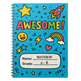 Awesome Kids Notebook – Personalized Name & Grade