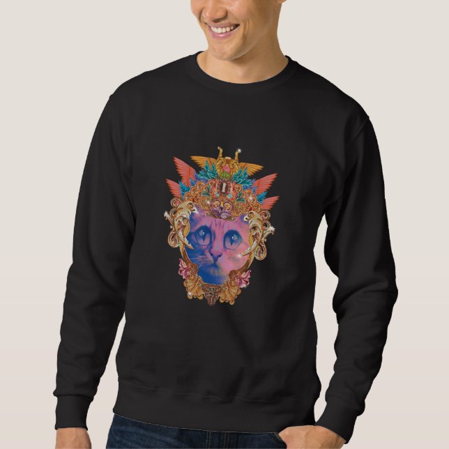 Awesome King Cat Money Collage Present Sweatshirt (Front)