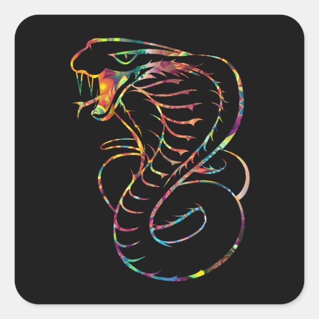 Awesome King Cobra Snake Square Sticker (Front)