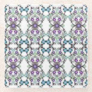Awesome Lacy Look of Blue Violet Flowers Glass Coaster