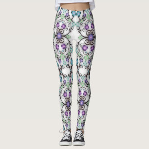 Awesome Lacy Look of Blue Violet Flowers  Leggings