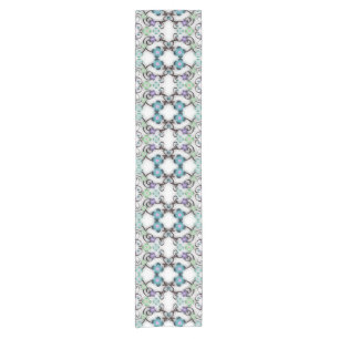 Awesome Lacy Look of Blue Violet Flowers Short Table Runner
