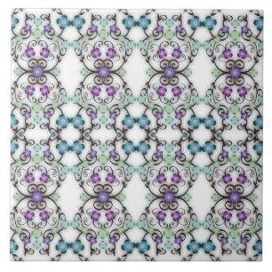 Awesome Lacy Look of Blue Violet Flowers Tile