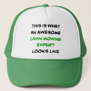 awesome lawn mowing expert coffee mug trucker hat