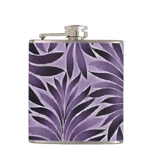 Awesome Leaves Pattern In Lilac and Grey Hip Flask