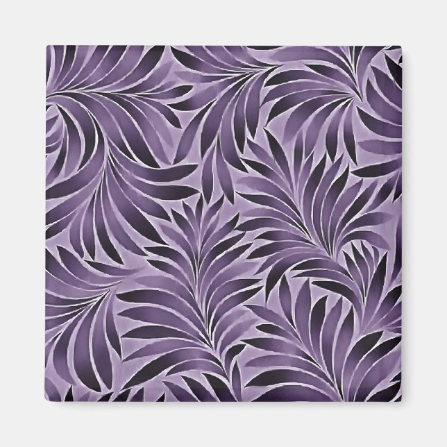 Awesome Leaves Pattern In Lilac and Grey Magnet (Front)