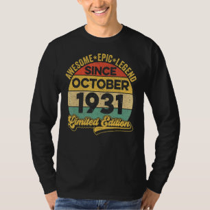 Awesome Legend Since October 1931 91 Years Old 91s T-Shirt