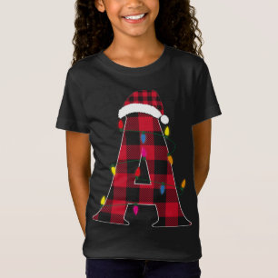 Awesome Letter A Initial Name Buffalo Plaid Christ T-Shirt