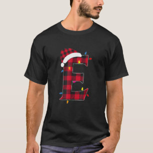 Awesome Letter E Initial Name Buffalo Plaid Christ T-Shirt