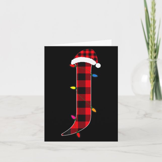 Awesome Letter J Initial Name Buffalo Plaid Christ Card (Front)