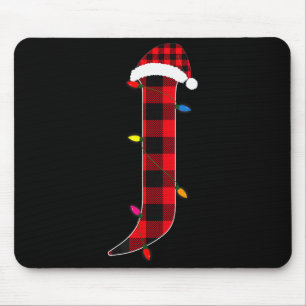 Awesome Letter J Initial Name Buffalo Plaid Christ Mouse Mat