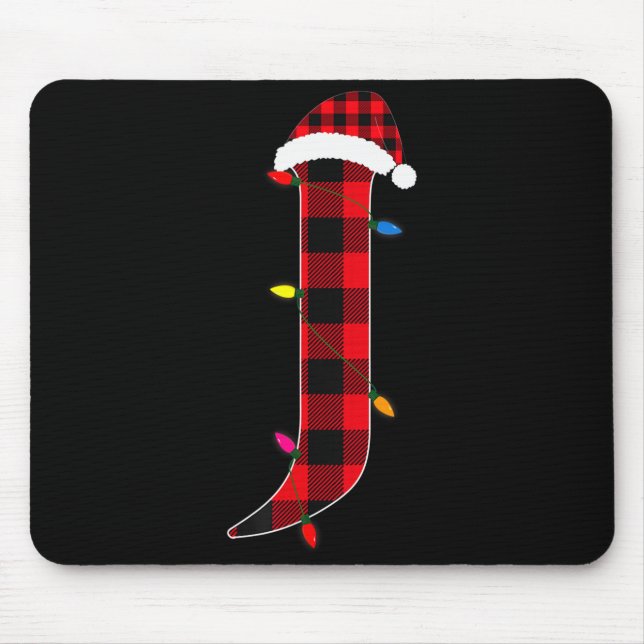 Awesome Letter J Initial Name Buffalo Plaid Christ Mouse Mat (Front)