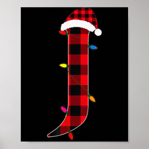 Awesome Letter J Initial Name Buffalo Plaid Christ Poster
