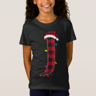 Awesome Letter J Initial Name Buffalo Plaid Christ T-Shirt