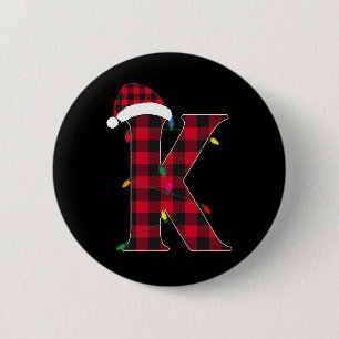 Awesome Letter K Initial Name Buffalo Plaid Christ 6 Cm Round Badge