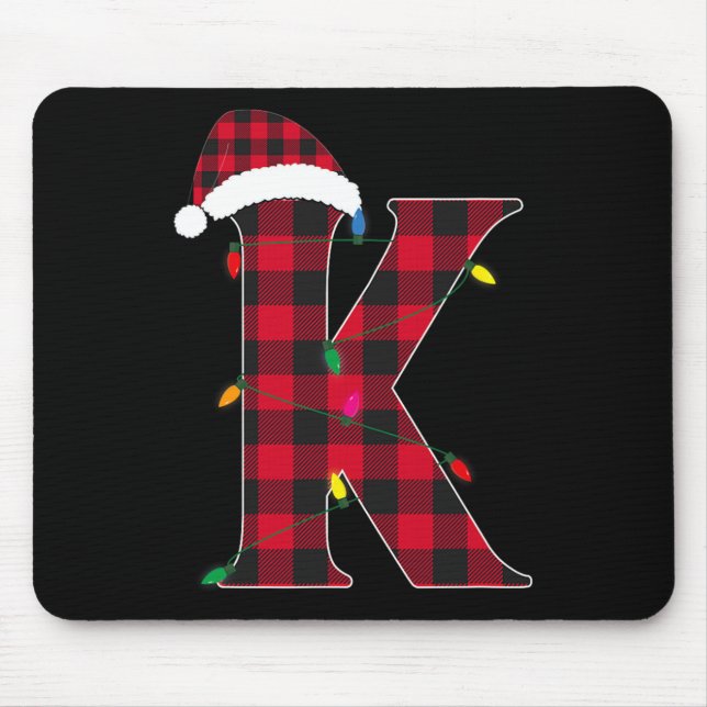 Awesome Letter K Initial Name Buffalo Plaid Christ Mouse Mat (Front)