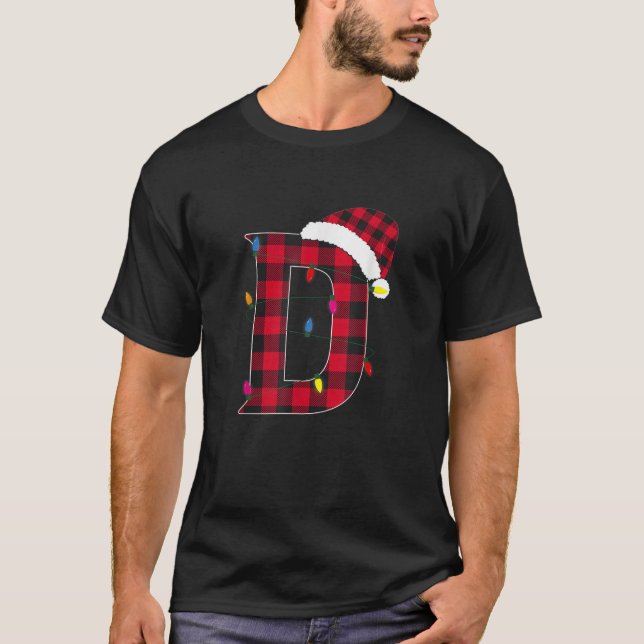 Awesome Letter M Initial Name Buffalo Plaid Christ T-Shirt (Front)