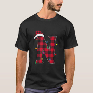 Awesome Letter N Initial Name Buffalo Plaid Christ T-Shirt
