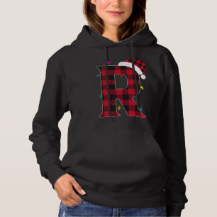 Awesome Letter R Initial Name Buffalo Plaid Christ Hoodie
