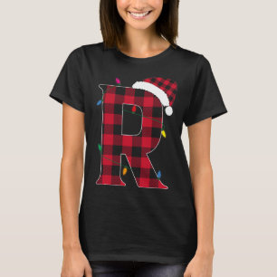 Awesome Letter R Initial Name Buffalo Plaid Christ T-Shirt