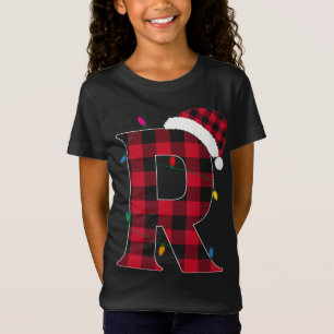 Awesome Letter R Initial Name Buffalo Plaid Christ T-Shirt
