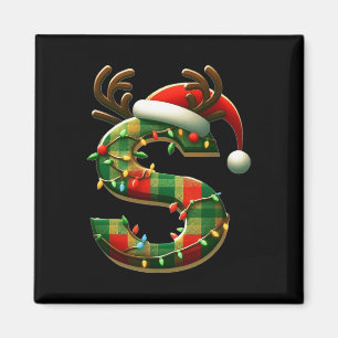 Awesome Letter S Santa Hat Monogram Initial Name S Magnet