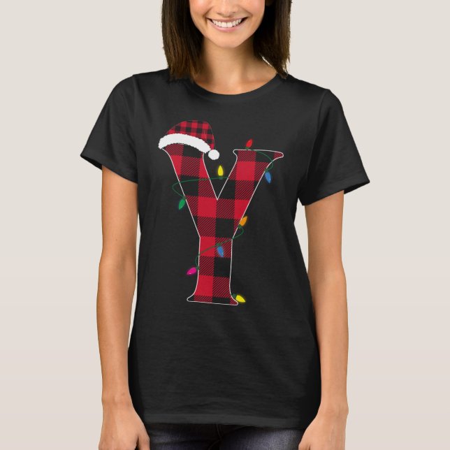 Awesome Letter Y Initial Name Buffalo Plaid Christ T-Shirt (Front)
