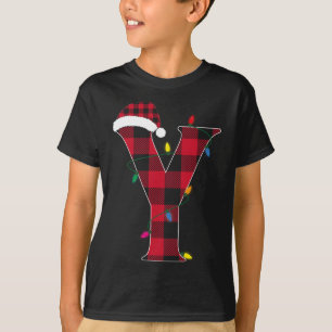 Awesome Letter Y Initial Name Buffalo Plaid Christ T-Shirt