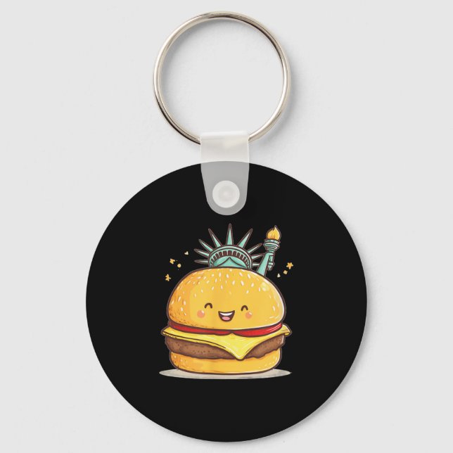 Awesome Liberty Statue Burger Costume For Boys And Key Ring (Front)