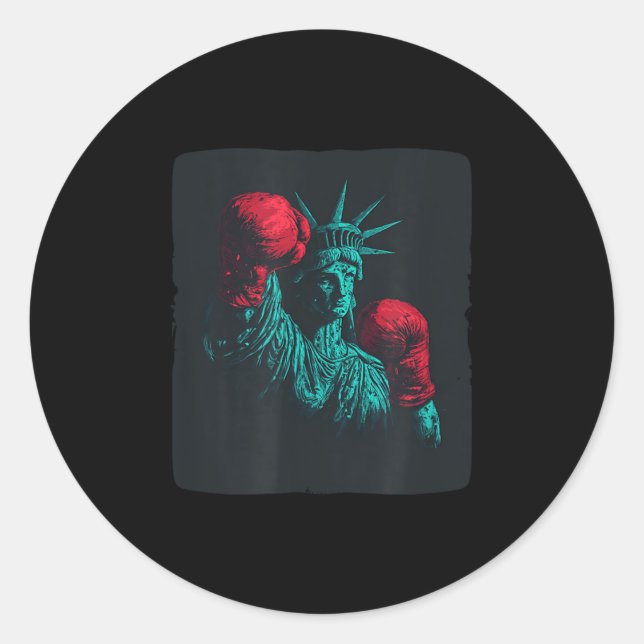 Awesome Liberty With Boxing Gloves Costume  Classic Round Sticker (Front)