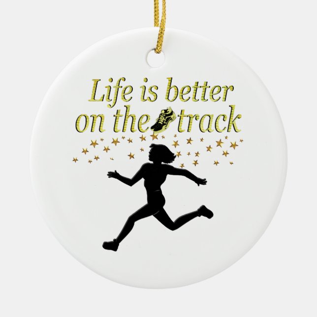 AWESOME LIFE IS BETTER ON THE TRACK DESIGN CERAMIC TREE DECORATION (Front)