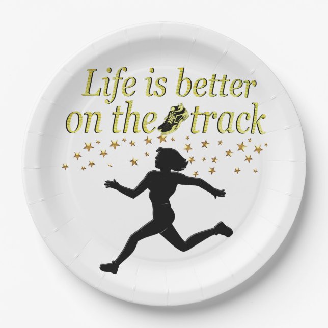 AWESOME LIFE IS BETTER ON THE TRACK DESIGN PAPER PLATE (Front)
