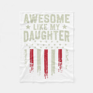 Awesome Like My Daughter Dad Funny Men Fathers Day Fleece Blanket