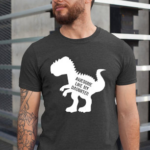Awesome like my daughter Funny Dinosaur Black T-Shirt