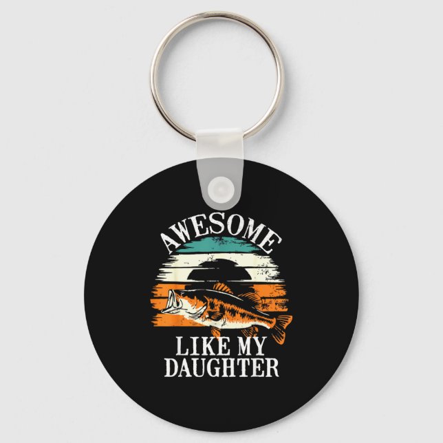 Awesome Like My Daughter Retro Fishing Dad Funny F Key Ring (Front)