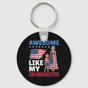 Awesome Like My Granddaughter Patriotic American F Key Ring