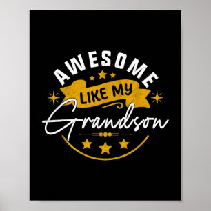Awesome Like My Grandson Grandpa Grandma Present  Poster