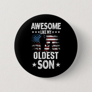 Awesome Like My Oldest Son Vintage Usa Flag Father 6 Cm Round Badge