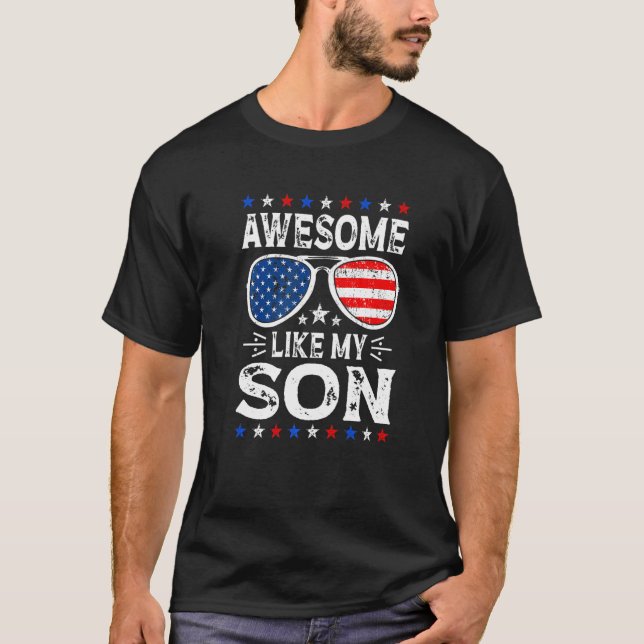 Awesome Like My Son Retro American Flag Parents' D T-Shirt (Front)