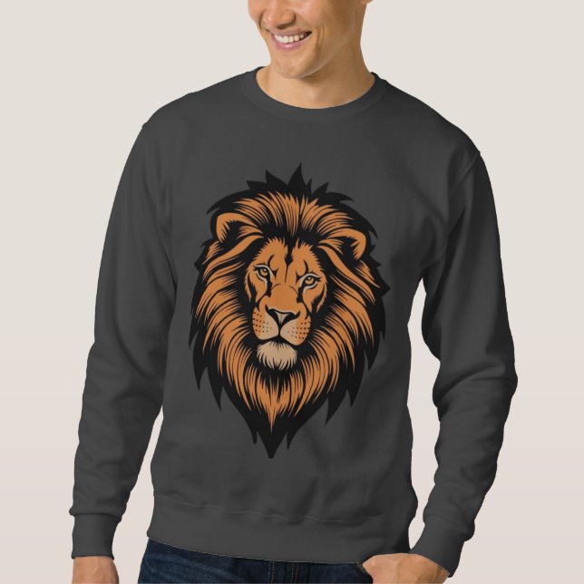 Awesome Lion Head Tattoo Style Sweatshirt (Front)