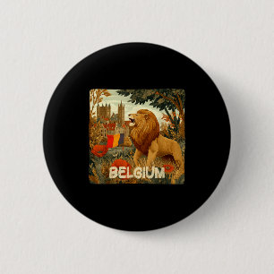 Awesome Lion In Belgium Colors Costume  6 Cm Round Badge